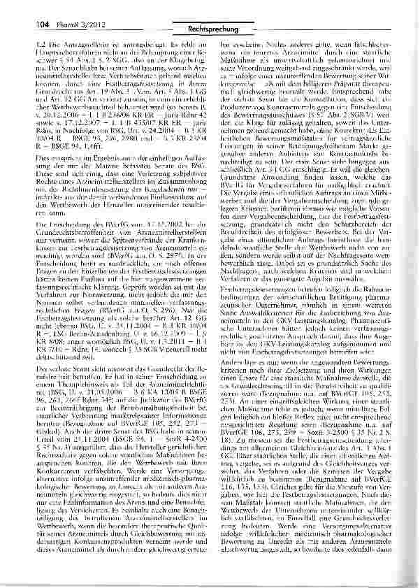 Vorschauseite 5: Festbetrag für Arzneimittel mit Wirkstoff Escitatopram im einstweiligen Verfügungsverfahren GG Art. 3 1, Art. 12; SGB V § 35 I 3 Hs. 2 SGB V