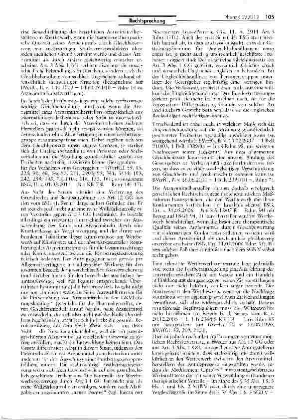 Vorschauseite 6: Festbetrag für Arzneimittel mit Wirkstoff Escitatopram im einstweiligen Verfügungsverfahren GG Art. 3 1, Art. 12; SGB V § 35 I 3 Hs. 2 SGB V