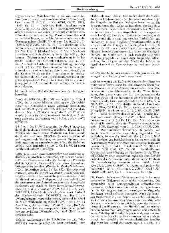 Vorschauseite 3: Werbung für Generika UWG § 6 II Nr. 4