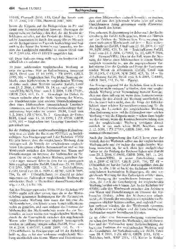 Vorschauseite 4: Werbung für Generika UWG § 6 II Nr. 4