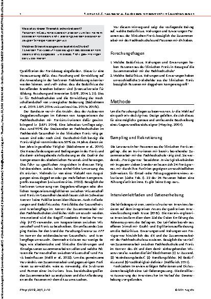 Vorschauseite 2: Das doppelte Kompetenzprofil: Ein Beitrag für die Zusammenarbeit von Praxis und Wissenschaft