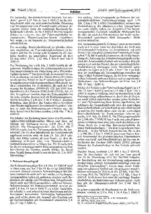 Vorschauseite 3: Der Gesetzentwurf des Zweiten AMG-Anderungsgesetzes 2012