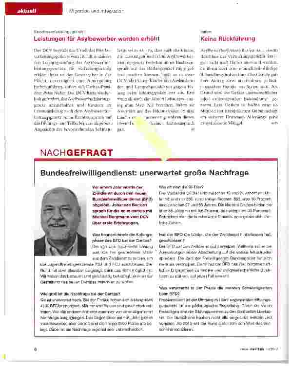 Vorschauseite 1: Bundesfreiwilligendienst: unerwartet große Nachfrage