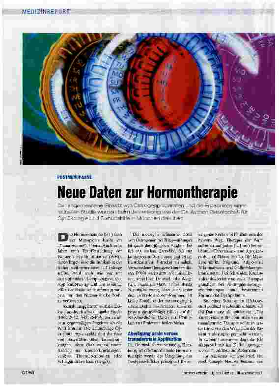Vorschauseite 1: Neue Daten zur Hormontherapie