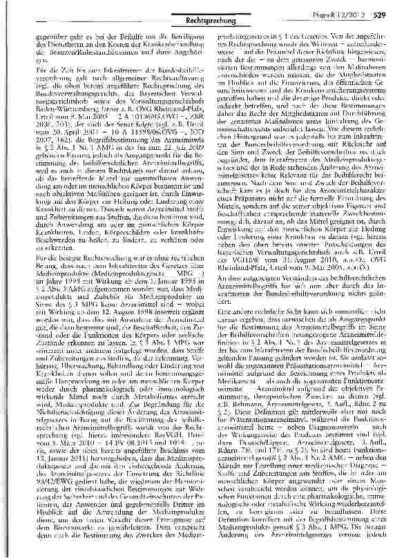 Vorschauseite 3: Einordnung von Medizinprodukten als Arzneimittel im Sinne des § 22 Abs. 1 S. 1 BBhV