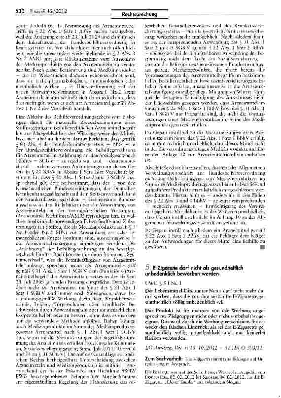 Vorschauseite 4: Einordnung von Medizinprodukten als Arzneimittel im Sinne des § 22 Abs. 1 S. 1 BBhV