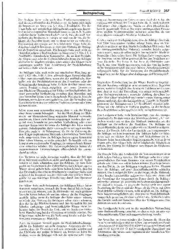 Vorschauseite 4: Zur Haftung des Vertriebshändlers von Medizinprodukten