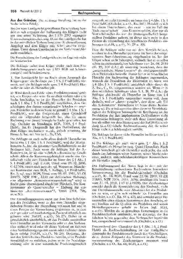 Vorschauseite 5: Zur Haftung des Vertriebshändlers von Medizinprodukten