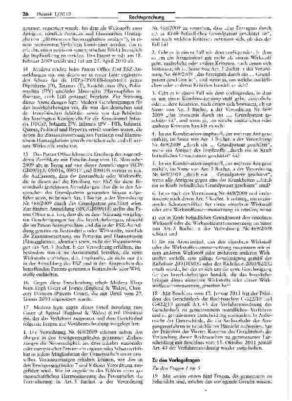Vorschauseite 3: Ergänzende Schutzzertifikate für Wirkstoffkombinationen VO (EG) Nr. 469/2009 Art. 3 Buchst, a, b