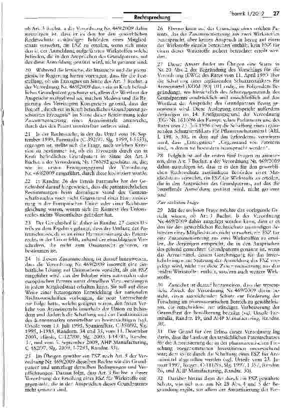 Vorschauseite 4: Ergänzende Schutzzertifikate für Wirkstoffkombinationen VO (EG) Nr. 469/2009 Art. 3 Buchst, a, b
