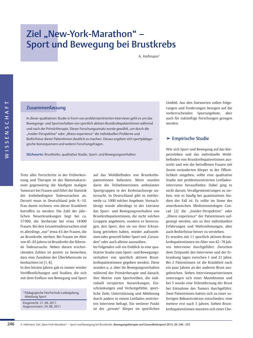 Vorschauseite 1: Ziel „New-York-Marathon“ – Sport und Bewegung bei Brustkrebs