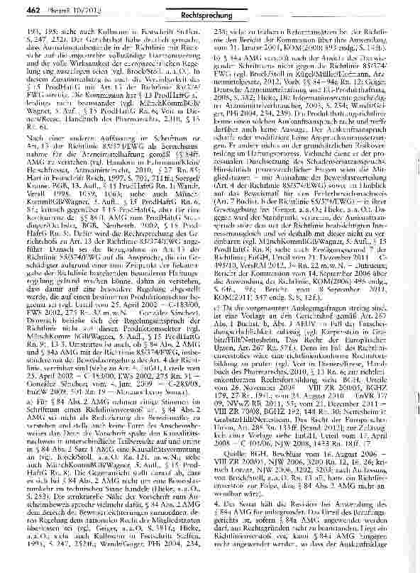 Vorschauseite 4: Schadensersatz wegen Nebenwirkungen eines Arzneimittels AMG M 84 II 1, 84a; ProdHaftG § 15; RL 85/374/ EWG Art. 13