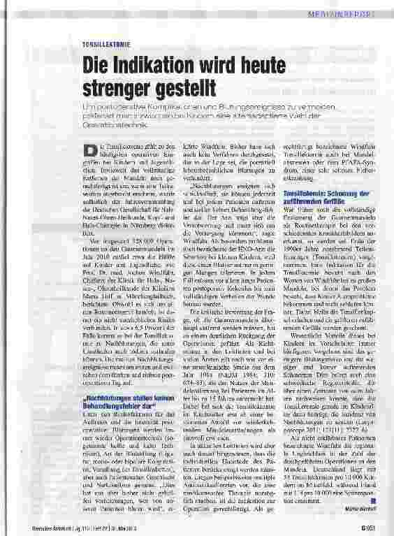 Vorschauseite 1: Die Indikation wird heute strenger gestellt