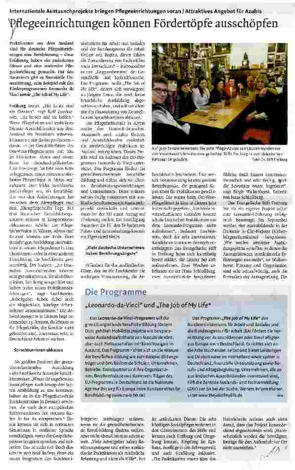 Vorschauseite 1: Pflegeeinrichtungen können Fördertöpfe ausschöpfen