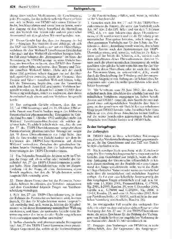 Vorschauseite 4: Zur Anwendbarkeit des Übereinkommens über die handelsbezogenen Aspekte der Rechte des geistigen Eigentums (TRIPS) — Patentschutz für Arzneimittel AEUV Art. 207; TRIPS Art. 27, 70