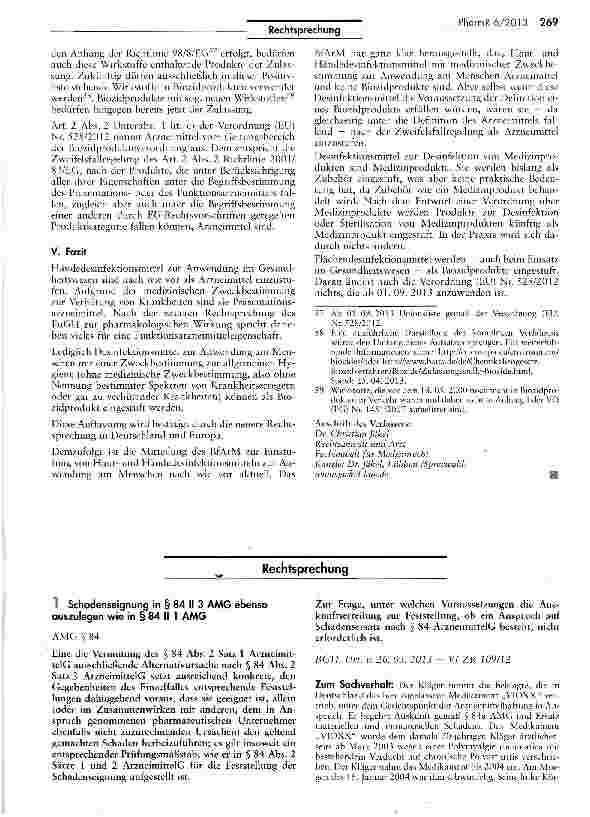 Vorschauseite 1: Schadenseignung in § 84 II 3 AMG ebenso auszulegen wie in § 84 II 1 AMG