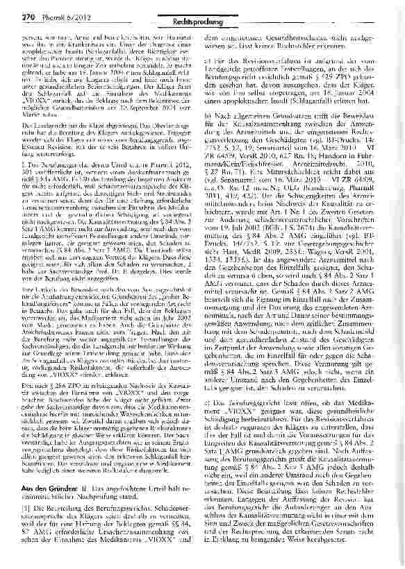 Vorschauseite 2: Schadenseignung in § 84 II 3 AMG ebenso auszulegen wie in § 84 II 1 AMG