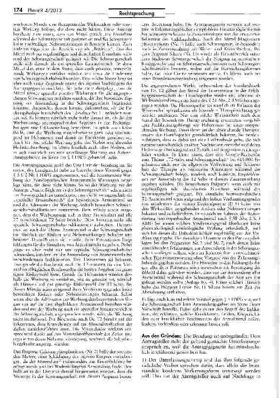 Vorschauseite 2: Schüßler-Salze dürfen nicht als „sanfte Begleiter in der Schwangerschaft beworben werden HWG H 3, 4, 5; UWG §§ 3, 8, 12