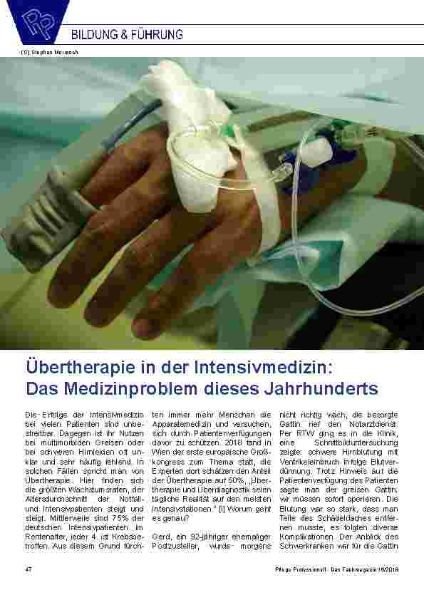 Vorschauseite 1: Übertherapie in der Intensivmedizin: Das Medizinproblem dieses Jahrhunderts