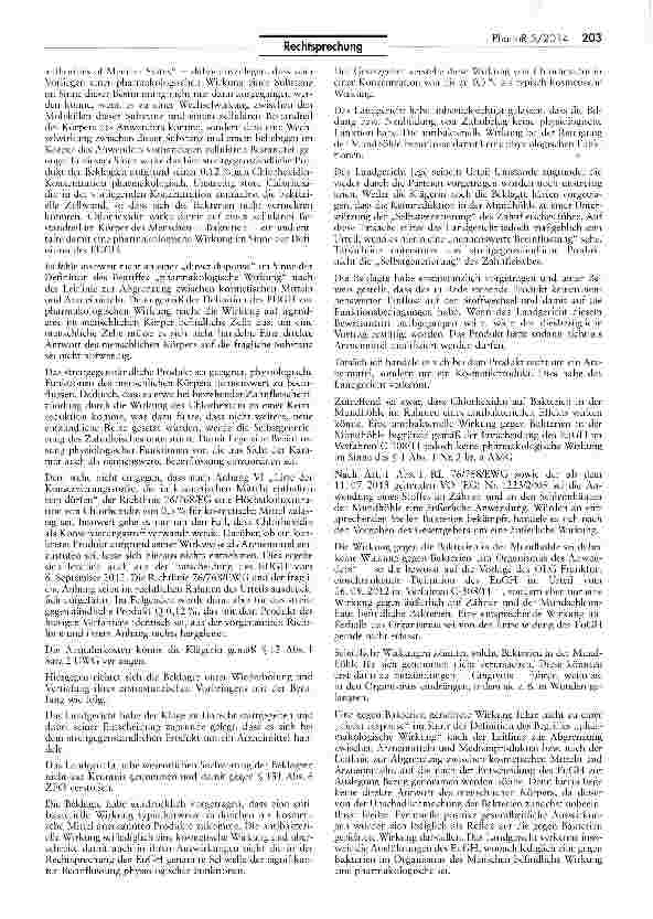 Vorschauseite 2: Mundspüllösungen können Zulassungspflichtige Arzneimittel sein UWG §§ 8 I, III 1,3,411 i.V.m. AMG SS 2, 21 I;HWG $ 3a 1