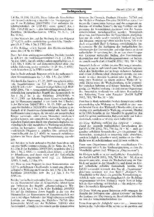 Vorschauseite 4: Mundspüllösungen können Zulassungspflichtige Arzneimittel sein UWG §§ 8 I, III 1,3,411 i.V.m. AMG SS 2, 21 I;HWG $ 3a 1