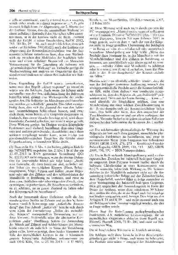 Vorschauseite 5: Mundspüllösungen können Zulassungspflichtige Arzneimittel sein UWG §§ 8 I, III 1,3,411 i.V.m. AMG SS 2, 21 I;HWG $ 3a 1