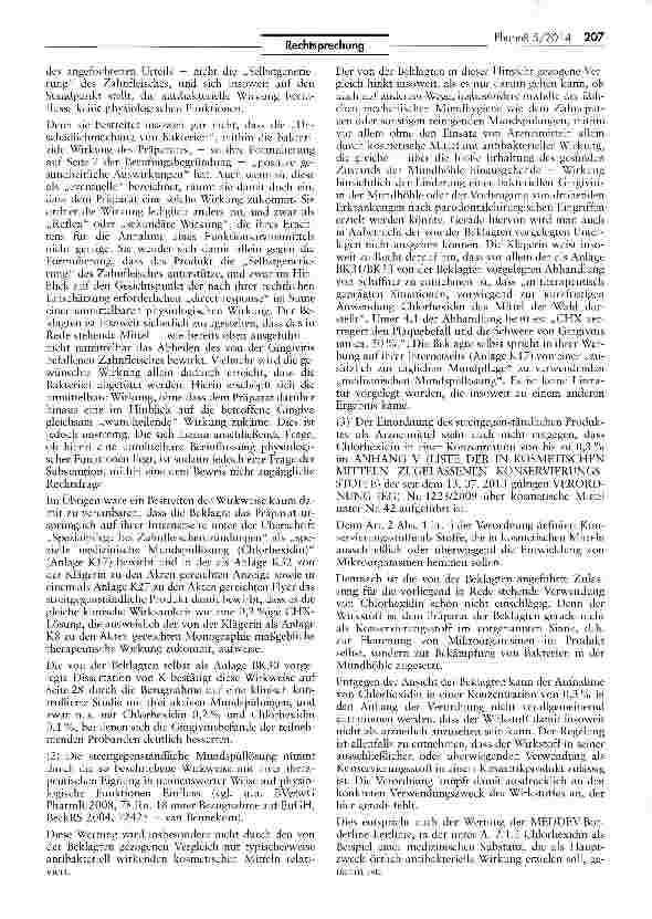 Vorschauseite 6: Mundspüllösungen können Zulassungspflichtige Arzneimittel sein UWG §§ 8 I, III 1,3,411 i.V.m. AMG SS 2, 21 I;HWG $ 3a 1