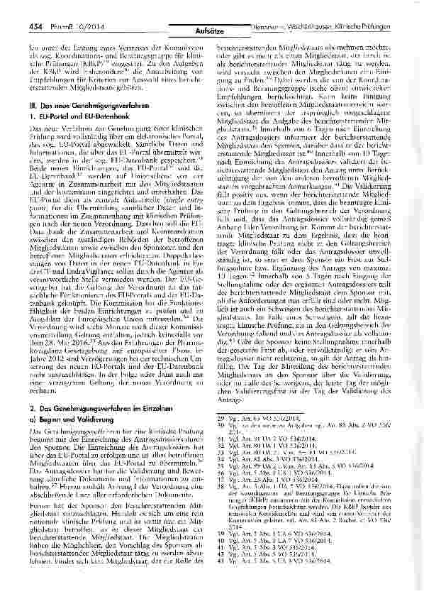 Vorschauseite 3: Alles neu, macht die EU - Die Verordnung über klinische Prüfungen und ihre Auswirkungen auf das deutsche Recht