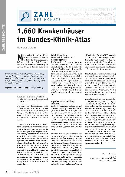 Vorschauseite 1: 1.660 Krankenhäuser im Bundes-Klinik-Atlas