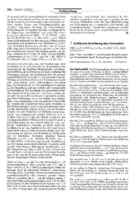 Vorschauseite 6: „Pflanzlicher Rohstoff als Funktionsarzneimittel RL 2001/83/EG Art. 1, 2; AMG §§ 36, 69 I 2 Nr. 1