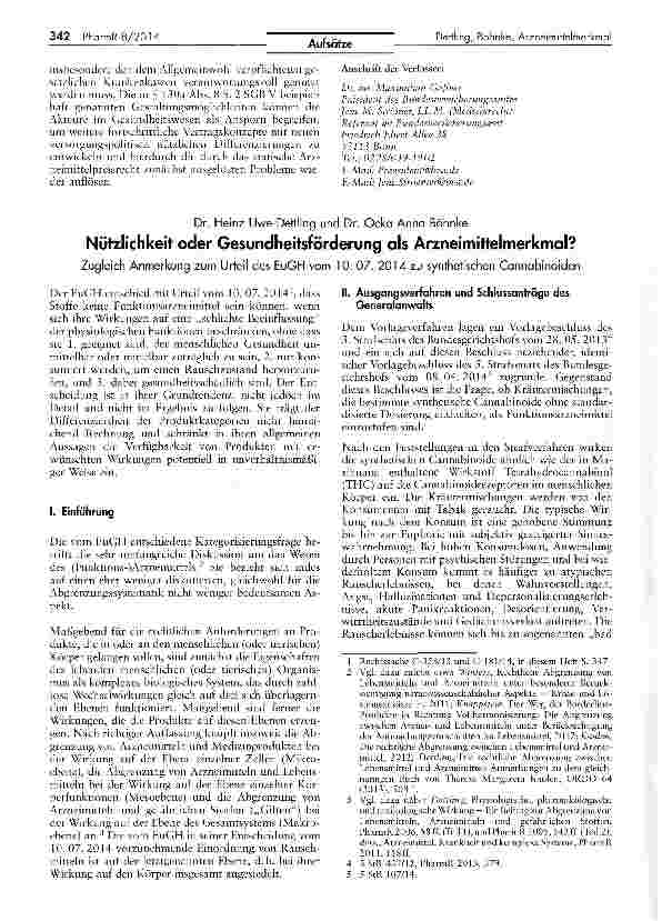 Vorschauseite 1: Nützlichkeit oder Gesundheitsförderung als Arzneimittelmerkmal?
