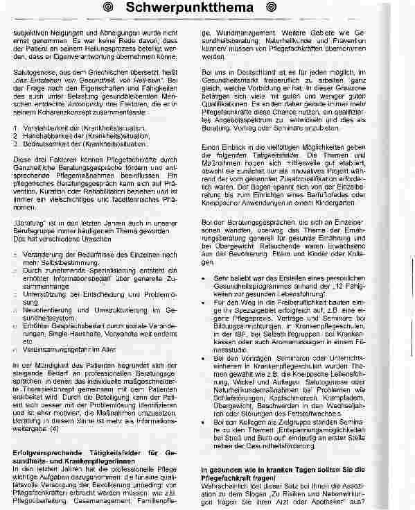 Vorschauseite 4: In gesunden wie in kranken Tagen sollten Sie die Pflegefachkraft fragen!Gesundheit als der Markt der Zukunft für Pflegefachkräfte