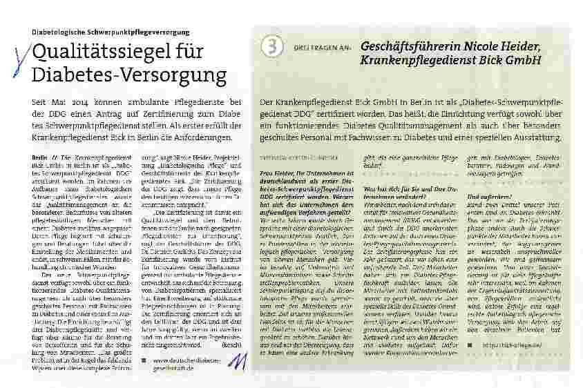 Vorschauseite 1: Qualitätssiegel für Diabetes-Versorgung