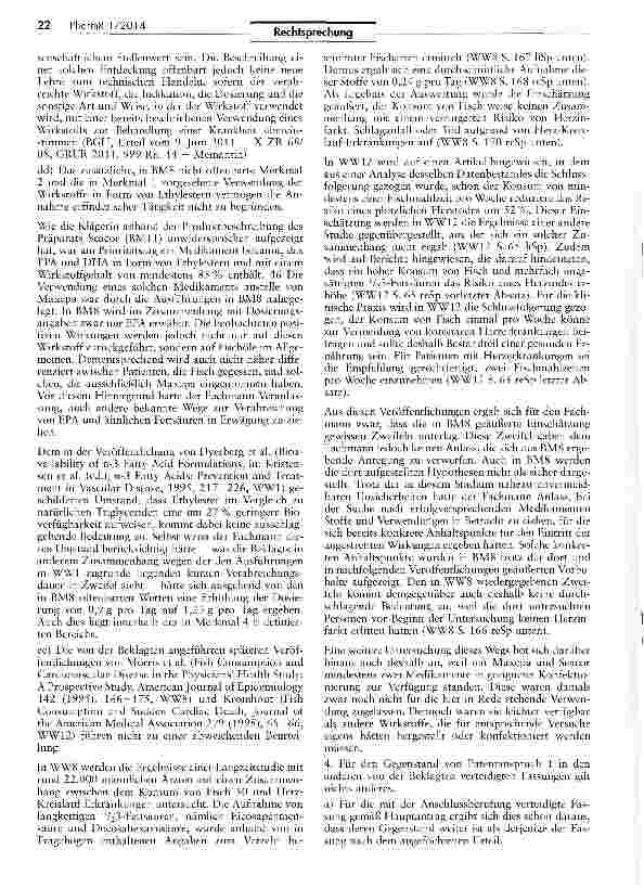 Vorschauseite 5: Offenbarung bei nachträglichem Auffinden von biologischen Zusammenhängen (Fettsäuren)