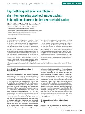 Vorschauseite 1: Psychotherapeutische Neurologie – ein integrierendes psychotherapeutisches Behandlungskonzept in der Neurorehabilitation