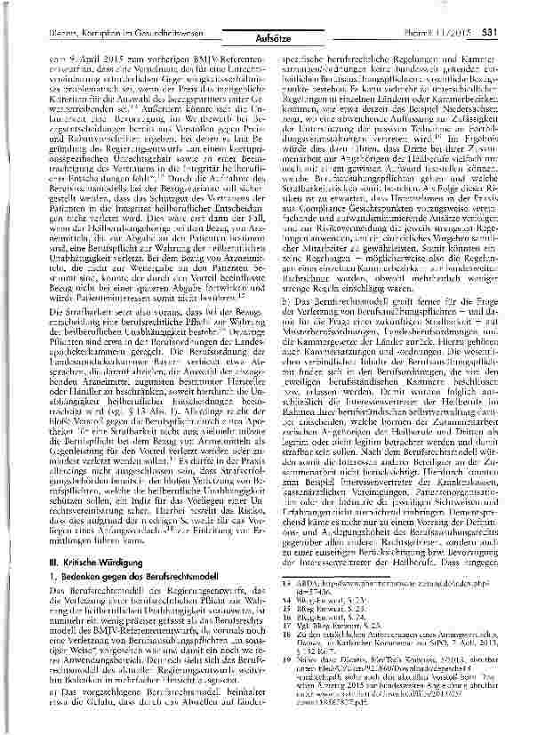 Vorschauseite 3: Die neuen Tatbestände zur Bekämpfung der Korruption im Gesundheitswesen