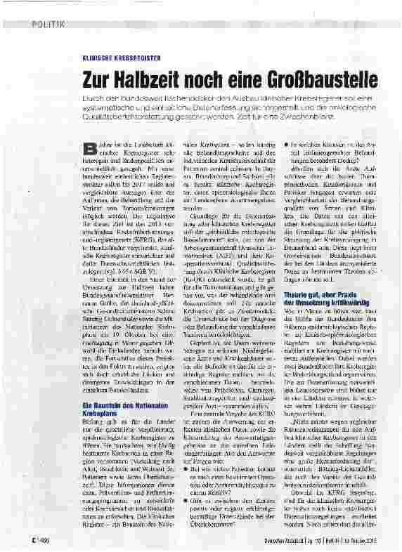 Vorschauseite 1: Zur Halbzeit noch eine Großbaustelle