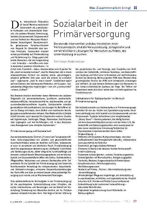 Vorschauseite 1: Sozialarbeit in der Primärversorgung