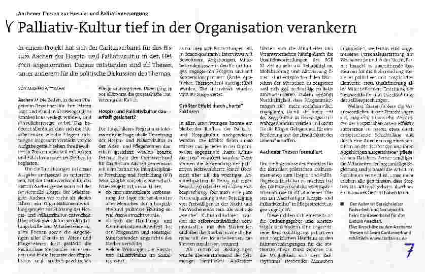 Vorschauseite 1: Palliativ-Kultur tief in der Organisation verankern