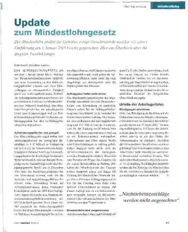 Vorschauseite 1: Update zum Mindestlohngesetz