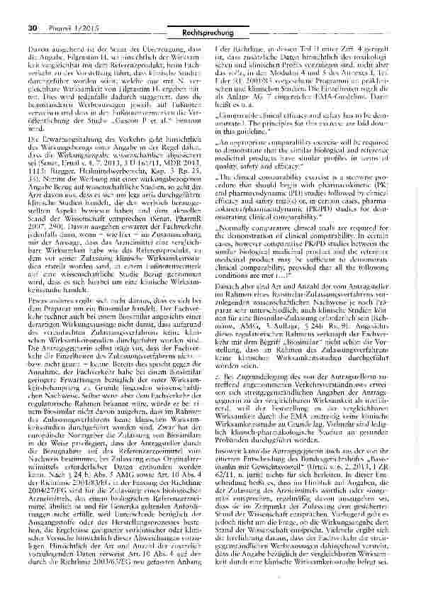 Vorschauseite 4: Irreführende Arzneimittel Werbung für ein Biosimilar