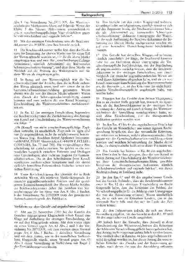 Vorschauseite 2: Das Kriterium der therapeutischen Indikation als Abgrenzung einer Untergruppe der von der Gemeinschaftsmarkenanmelaung erfassten pharmazeutischen Präparate