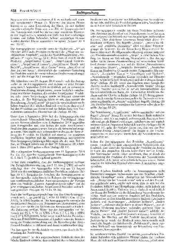 Vorschauseite 2: Produktbezeichnung und Zweckbestimmung UWG §§ 3 I, 5, 4 Nr. 11, 8 I; AMG § 21a; HWG § 3 S. 2 Nr. 1; LFGB §27
