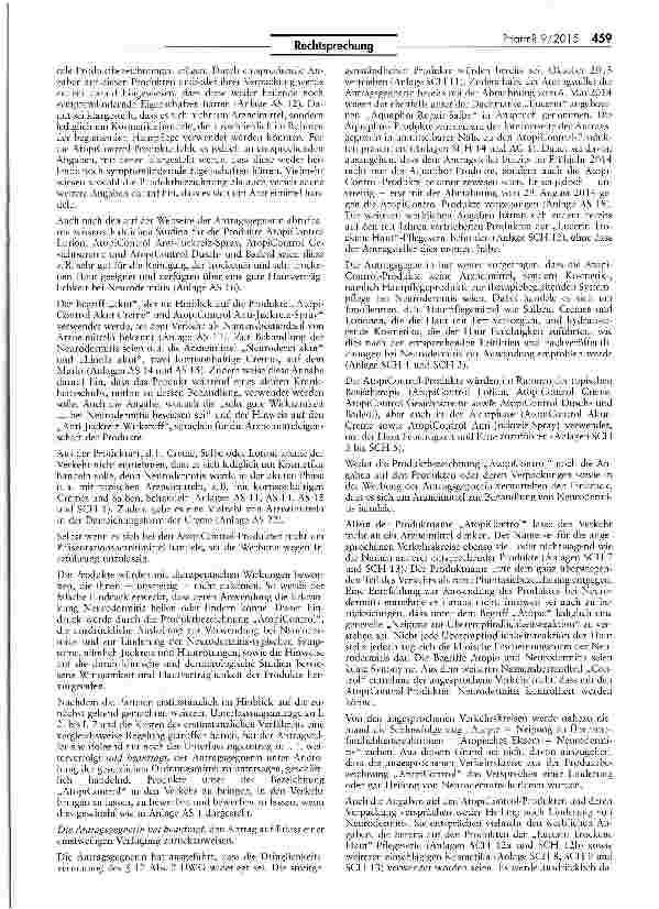 Vorschauseite 3: Produktbezeichnung und Zweckbestimmung UWG §§ 3 I, 5, 4 Nr. 11, 8 I; AMG § 21a; HWG § 3 S. 2 Nr. 1; LFGB §27