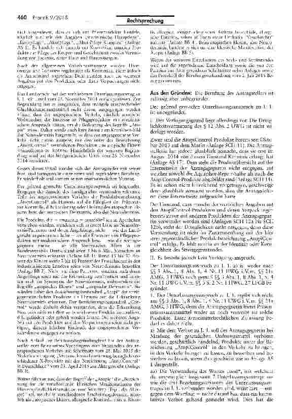 Vorschauseite 4: Produktbezeichnung und Zweckbestimmung UWG §§ 3 I, 5, 4 Nr. 11, 8 I; AMG § 21a; HWG § 3 S. 2 Nr. 1; LFGB §27