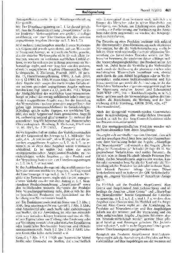 Vorschauseite 5: Produktbezeichnung und Zweckbestimmung UWG §§ 3 I, 5, 4 Nr. 11, 8 I; AMG § 21a; HWG § 3 S. 2 Nr. 1; LFGB §27