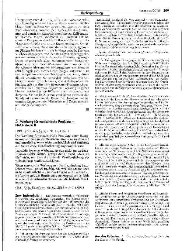 Vorschauseite 5: Abgrenzung Arzneimittel/diätetisches Lebensmittel (Melatonin) AMG § 2 I Nr. 2a; DiätV § 1 IVa; VO EG 1924/2006