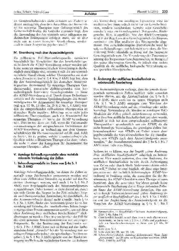 Vorschauseite 6: Die arzneimittelrechtliche Handhabung zeilbasierter Therapien in Point-of-Care-Behandlungsmodellen