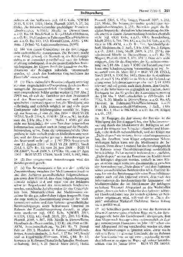 Vorschauseite 3: Auskunftsanspruch über Wirkungsweise eines Arzneimittels AMG § 84a I Zum Auskunftsanspruch gemäß § 84a AMG. BGH, Urt v. 12. 05. 2015 - VI ZK 63/14