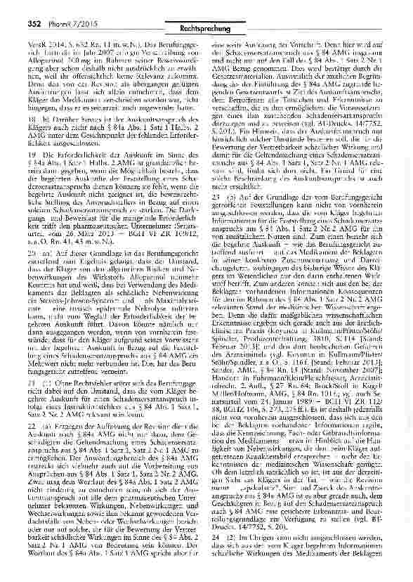 Vorschauseite 4: Auskunftsanspruch über Wirkungsweise eines Arzneimittels AMG § 84a I Zum Auskunftsanspruch gemäß § 84a AMG. BGH, Urt v. 12. 05. 2015 - VI ZK 63/14